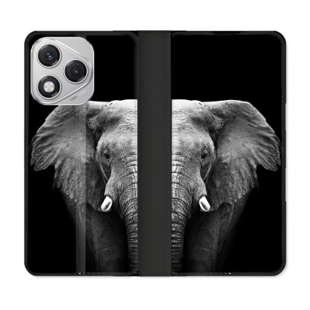 Housse cuir portefeuille Pour Honor 400 Lite 5G Animal Elephant Noir