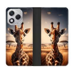 Housse cuir portefeuille Pour Honor 400 Lite 5G Animal Girafe Savane
