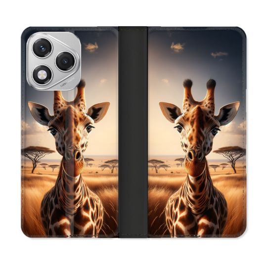Housse cuir portefeuille Pour Honor 400 Lite 5G Animal Girafe Savane