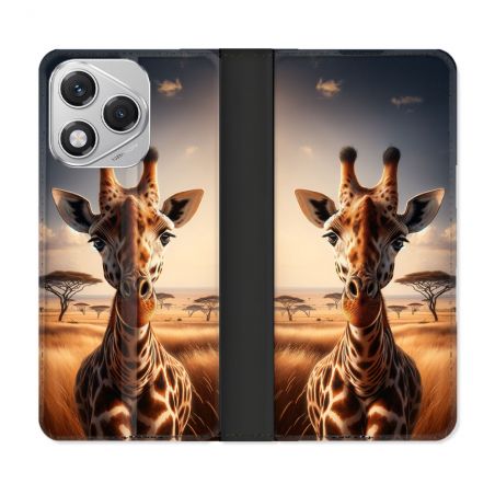 Housse cuir portefeuille Pour Honor 400 Lite 5G Animal Girafe Savane
