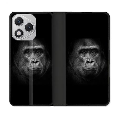 Housse cuir portefeuille Pour Honor 400 Lite 5G Animal Gorille Noir