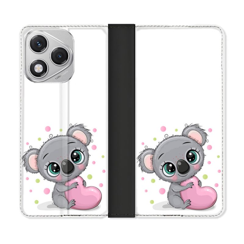 Housse cuir portefeuille Pour Honor 400 Lite 5G Animal Koala Cœur