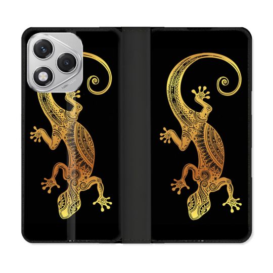 Housse cuir portefeuille Pour Honor 400 Lite 5G Animal Lezard Noir