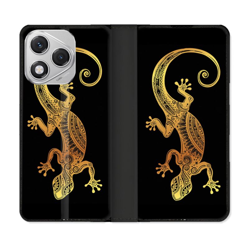 Housse cuir portefeuille Pour Honor 400 Lite 5G Animal Lezard Noir