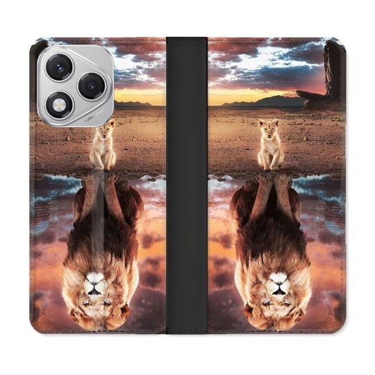 Housse cuir portefeuille Pour Honor 400 Lite 5G Animal Lion Reflet
