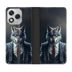 Housse cuir portefeuille Pour Honor 400 Lite 5G Animal Loup Business