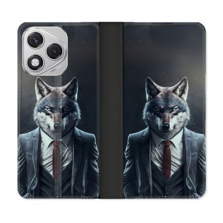Housse cuir portefeuille Pour Honor 400 Lite 5G Animal Loup Business