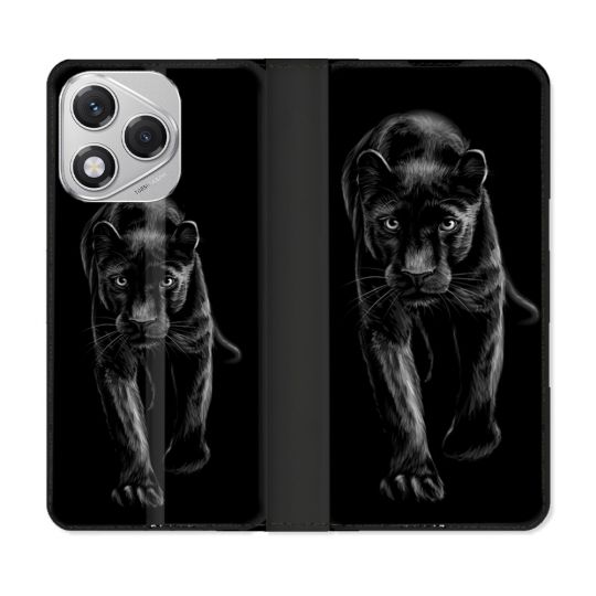 Housse cuir portefeuille Pour Honor 400 Lite 5G Animal Panthère Noire