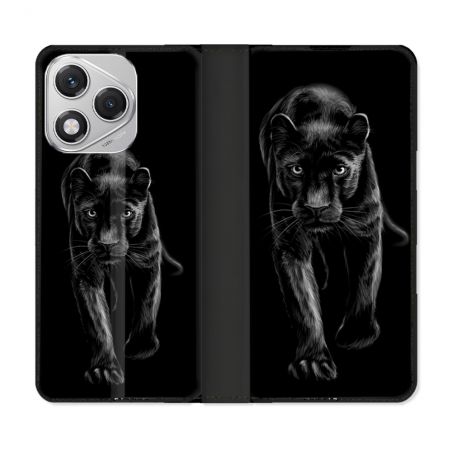 Housse cuir portefeuille Pour Honor 400 Lite 5G Animal Panthère Noire