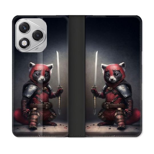 Housse cuir portefeuille Pour Honor 400 Lite 5G Animal Raton Samouraï