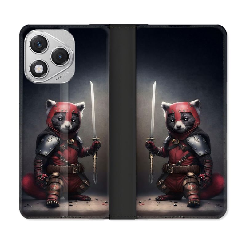 Housse cuir portefeuille Pour Honor 400 Lite 5G Animal Raton Samouraï