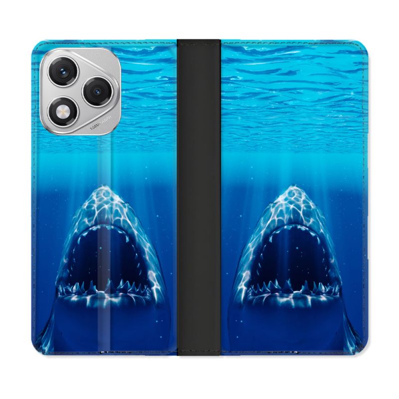 Housse cuir portefeuille Pour Honor 400 Lite 5G Animal Requin Dent