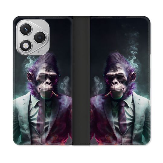 Housse cuir portefeuille Pour Honor 400 Lite 5G Animal Singe Business