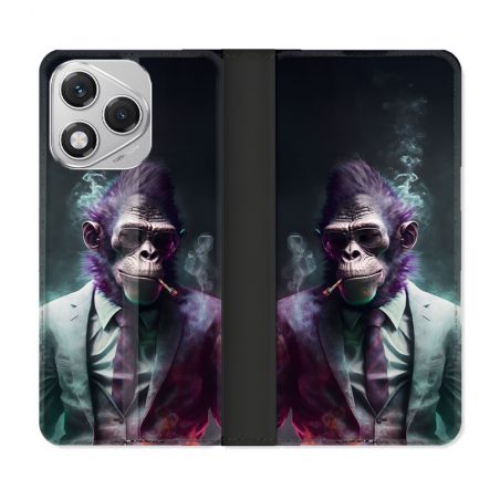 Housse cuir portefeuille Pour Honor 400 Lite 5G Animal Singe Business