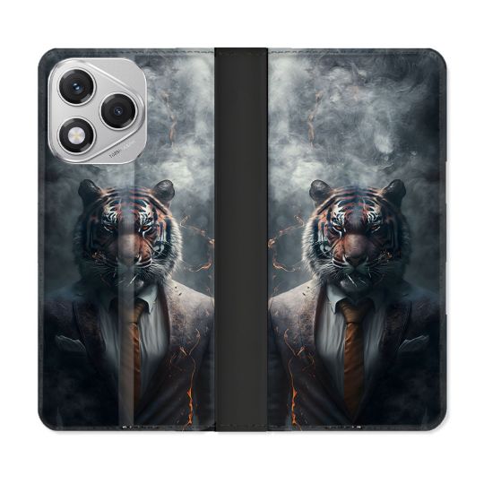 Housse cuir portefeuille Pour Honor 400 Lite 5G Animal Tigre Business