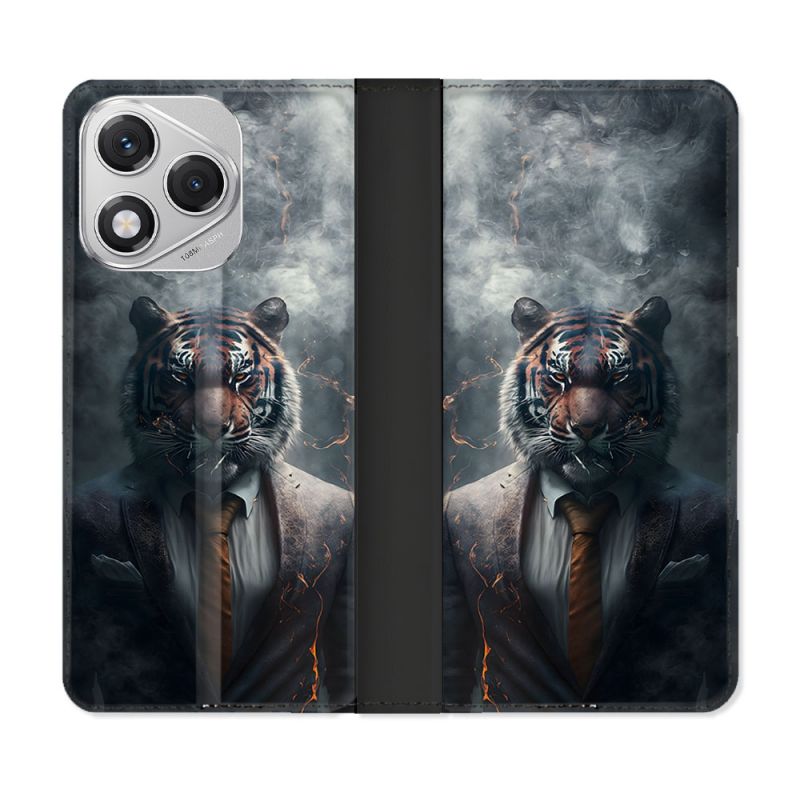 Housse cuir portefeuille Pour Honor 400 Lite 5G Animal Tigre Business