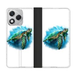 Housse cuir portefeuille Pour Honor 400 Lite 5G Animal Tortue Blanche multicolore