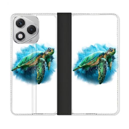 Housse cuir portefeuille Pour Honor 400 Lite 5G Animal Tortue Blanche multicolore
