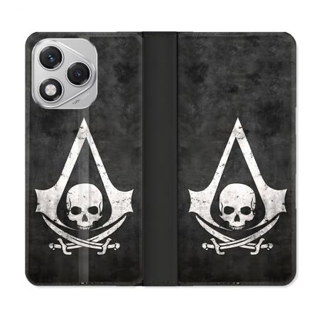 Housse cuir portefeuille Pour Honor 400 Lite 5G Assassin Creed Tete Mort