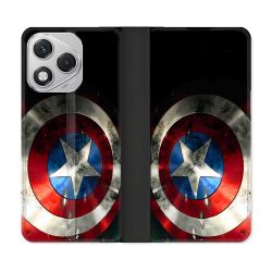 Housse cuir portefeuille Pour Honor 400 Lite 5G Captain America Bouclier