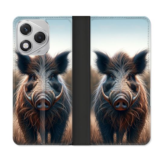 Housse cuir portefeuille Pour Honor 400 Lite 5G Chasse Sanglier Attaque