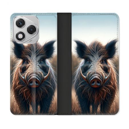 Housse cuir portefeuille Pour Honor 400 Lite 5G Chasse Sanglier Attaque