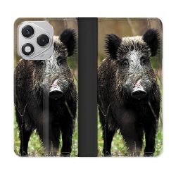 Housse cuir portefeuille Pour Honor 400 Lite 5G Chasse Sanglier bois