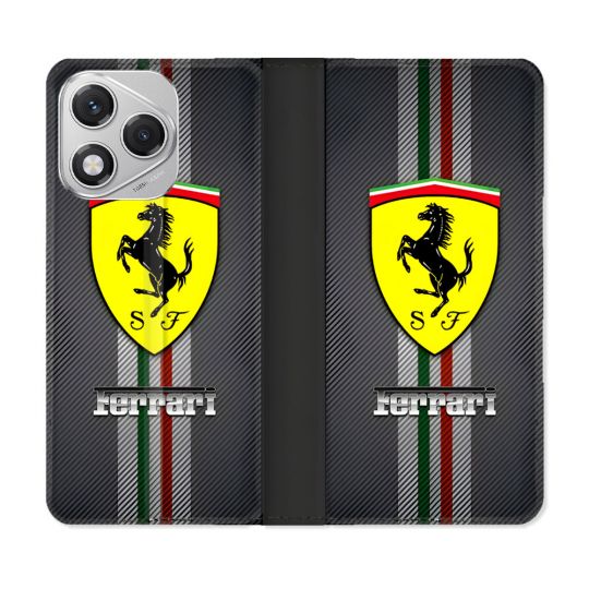 Housse cuir portefeuille Pour Honor 400 Lite 5G Ferrari Carbone