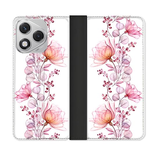Housse cuir portefeuille Pour Honor 400 Lite 5G Fleur Eclosion