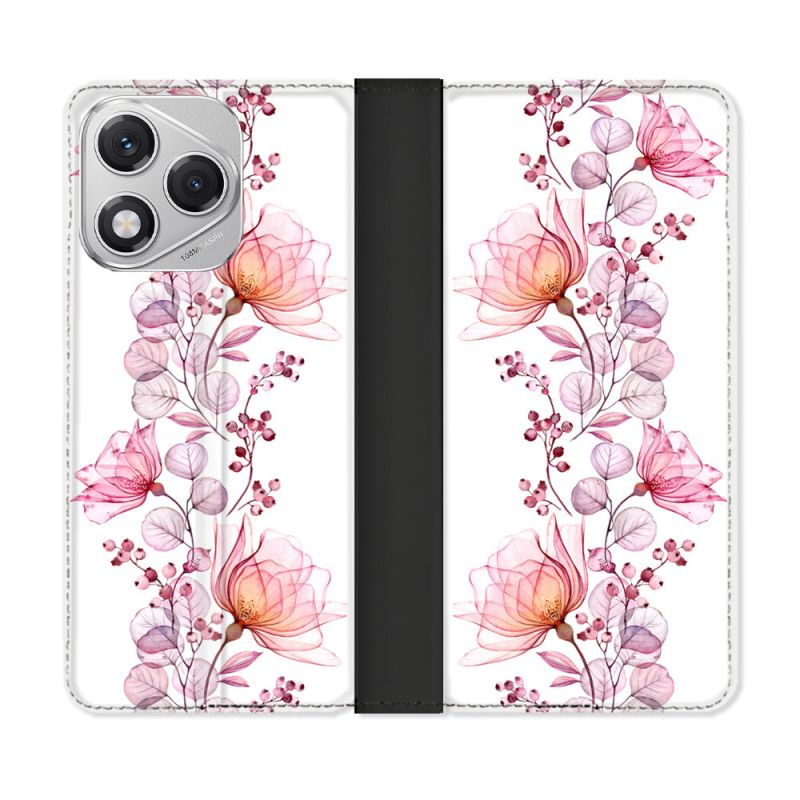 Housse cuir portefeuille Pour Honor 400 Lite 5G Fleur Eclosion