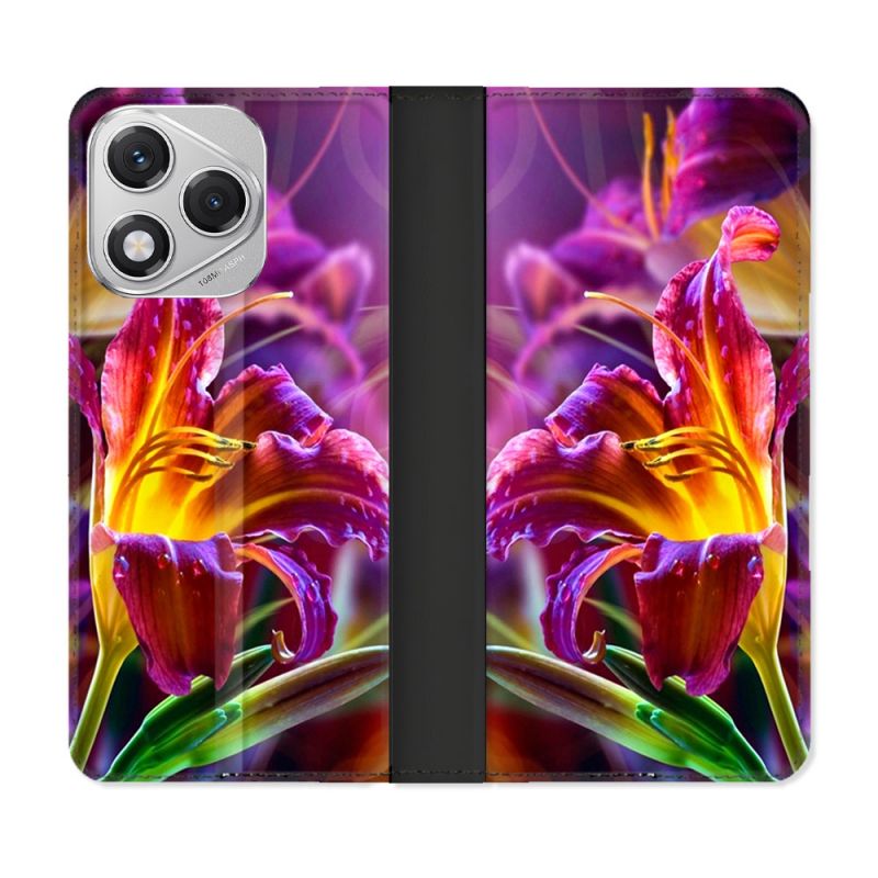 Housse cuir portefeuille Pour Honor 400 Lite 5G Fleur Lys Color