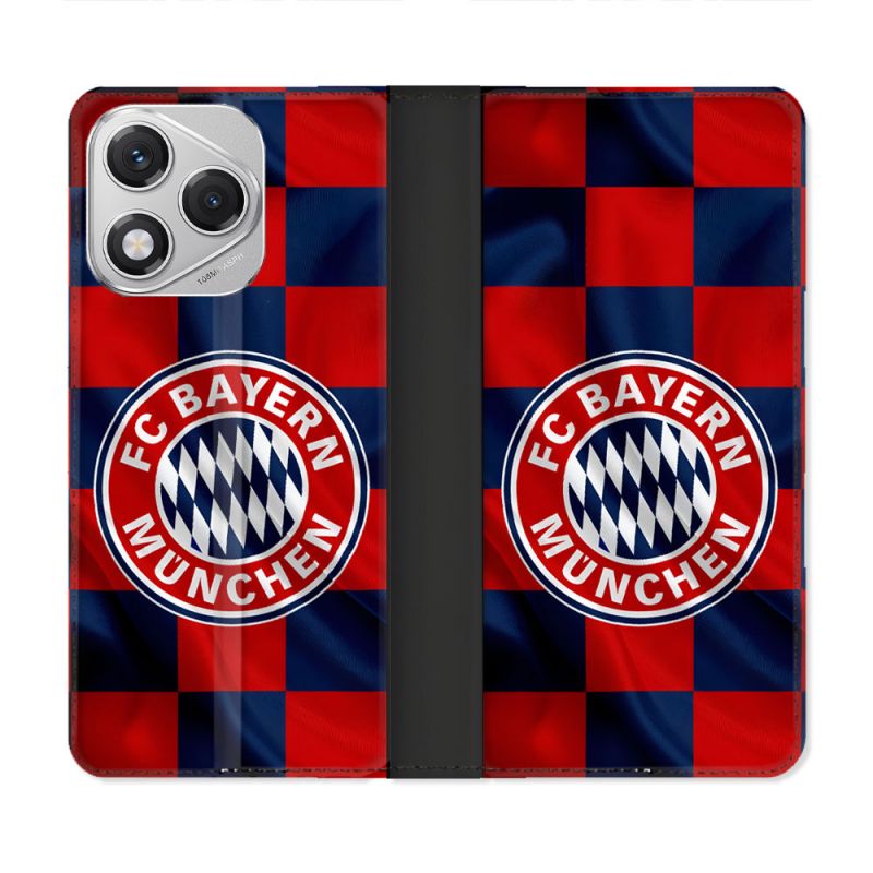 Housse cuir portefeuille Pour Honor 400 Lite 5G Foot Bayern Munich Carreaux