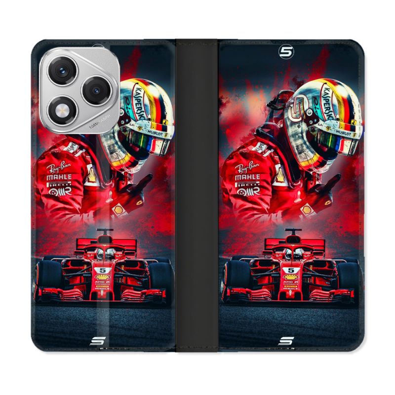 Housse cuir portefeuille Pour Honor 400 Lite 5G Formule 1 F1 Ferrari