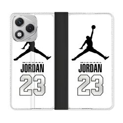 Housse cuir portefeuille Pour Honor 400 Lite 5G Jordan 23 Blanc