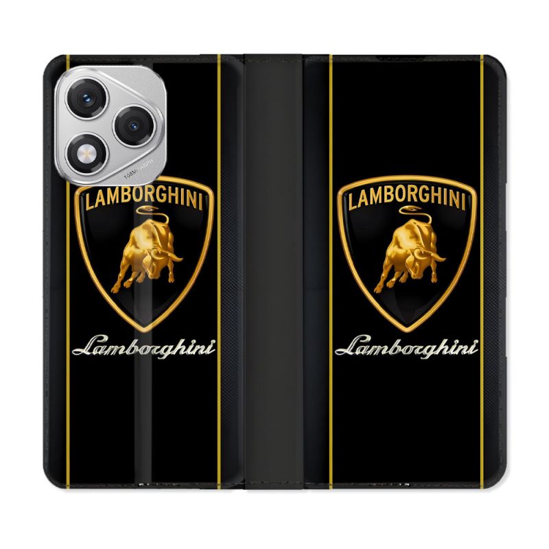 Housse cuir portefeuille Pour Honor 400 Lite 5G Lamborghini Carbone