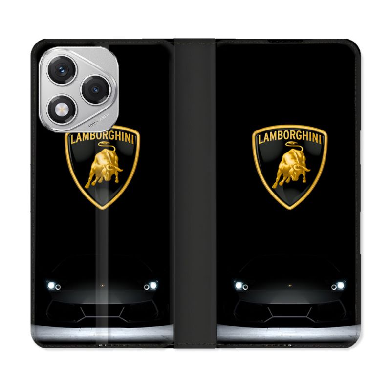 Housse cuir portefeuille Pour Honor 400 Lite 5G Lamborghini Noir