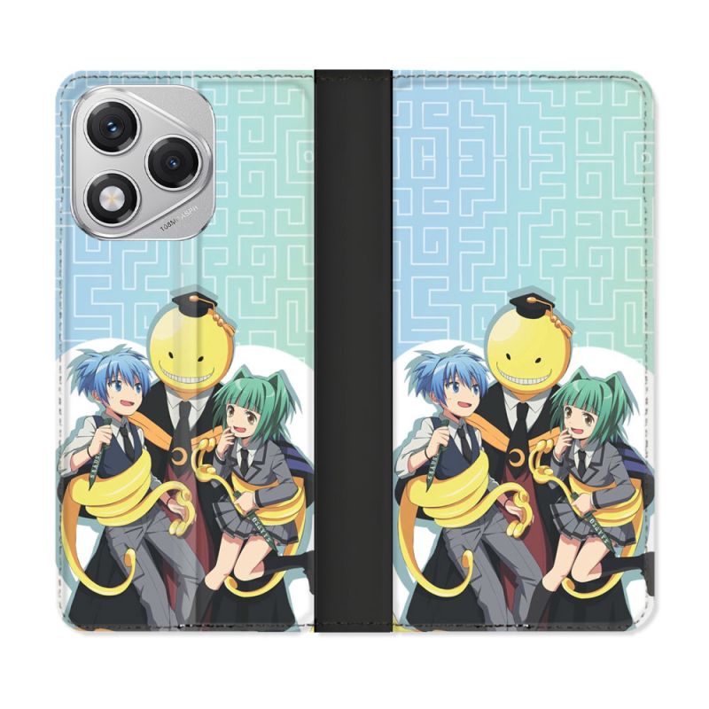 Housse cuir portefeuille Pour Honor 400 Lite 5G Manga Assassination Classroom Kuro Trio
