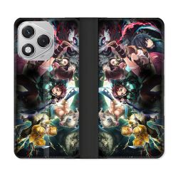 Housse cuir portefeuille Pour Honor 400 Lite 5G Manga Demon Slayer Groupe