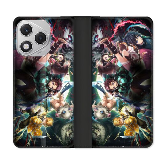 Housse cuir portefeuille Pour Honor 400 Lite 5G Manga Demon Slayer Groupe