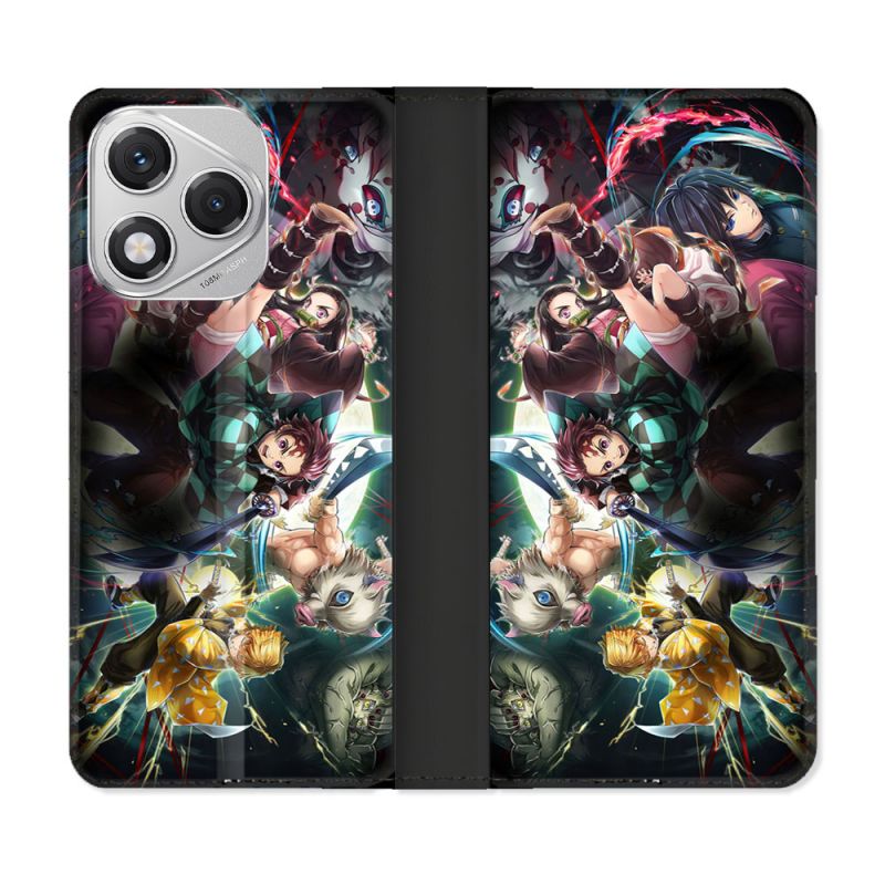 Housse cuir portefeuille Pour Honor 400 Lite 5G Manga Demon Slayer Groupe