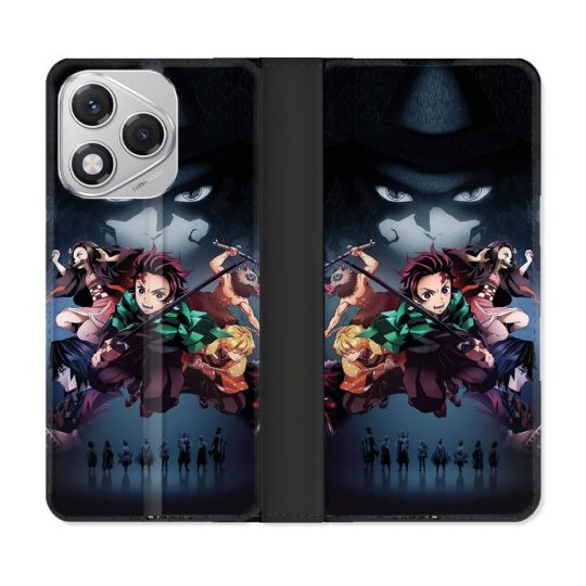 Housse cuir portefeuille Pour Honor 400 Lite 5G Manga Demon Slayer Noir