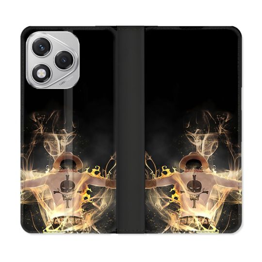 Housse cuir portefeuille Pour Honor 400 Lite 5G Manga One Piece Ace Noir