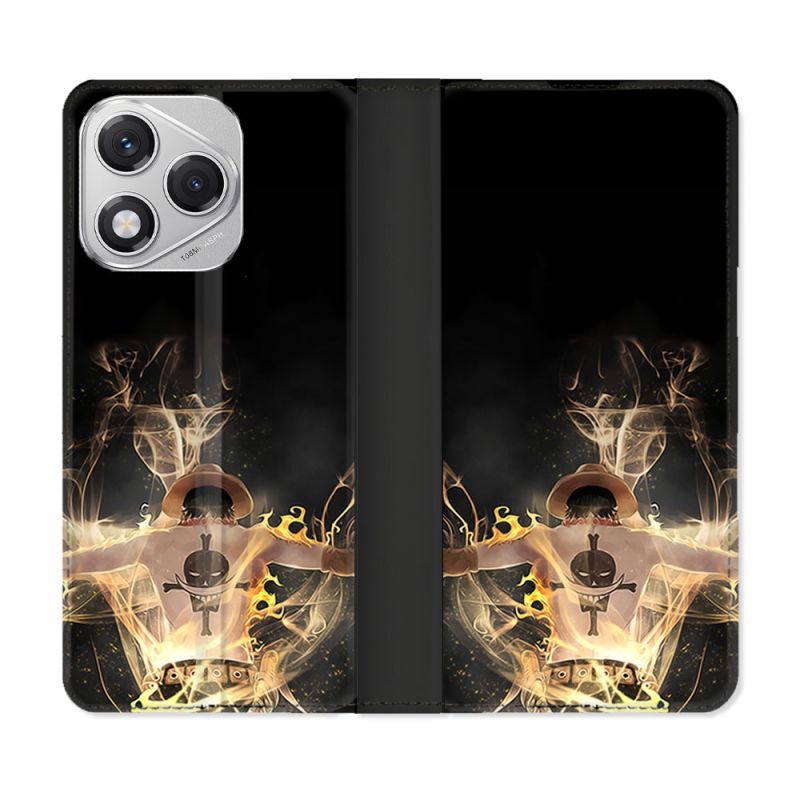 Housse cuir portefeuille Pour Honor 400 Lite 5G Manga One Piece Ace Noir