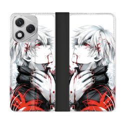 Housse cuir portefeuille Pour Honor 400 Lite 5G Manga Tokyo Ghoul Kaneki Blanc