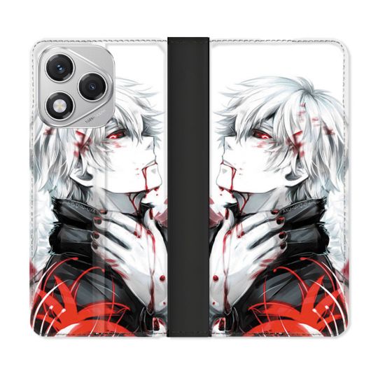 Housse cuir portefeuille Pour Honor 400 Lite 5G Manga Tokyo Ghoul Kaneki Blanc