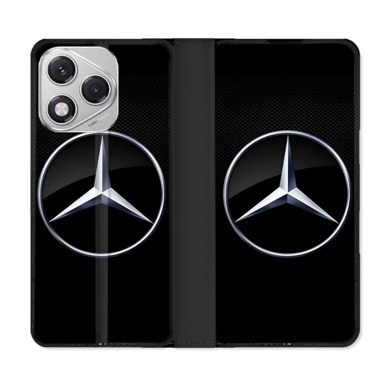 Housse cuir portefeuille Pour Honor 400 Lite 5G Mercedes Carbone