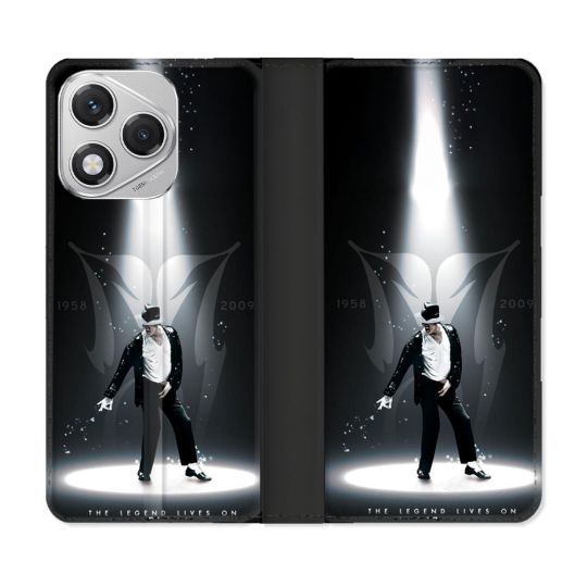 Housse cuir portefeuille Pour Honor 400 Lite 5G Michael Jackson Noir
