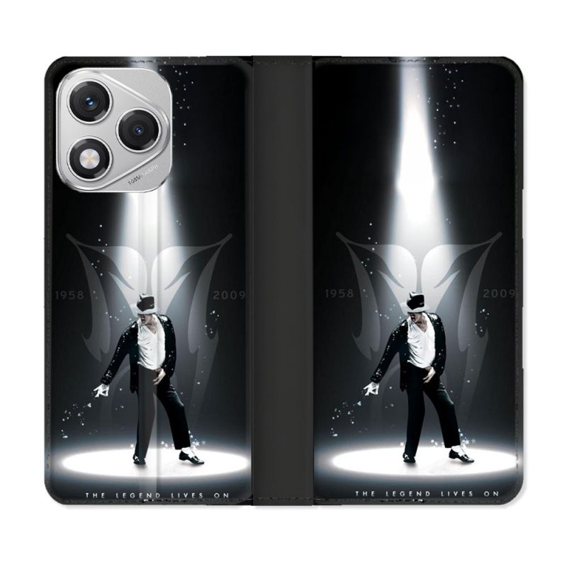 Housse cuir portefeuille Pour Honor 400 Lite 5G Michael Jackson Noir