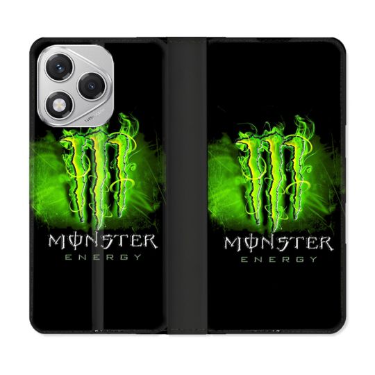 Housse cuir portefeuille Pour Honor 400 Lite 5G Monster Energy Vert