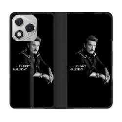 Housse cuir portefeuille Pour Honor 400 Lite 5G Musique Johnny Hallyday Noir